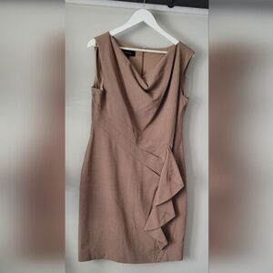 2 for $75 - Jones & Co Women’s Size 14 Brown Sleeveless Dress with Front Ruffle